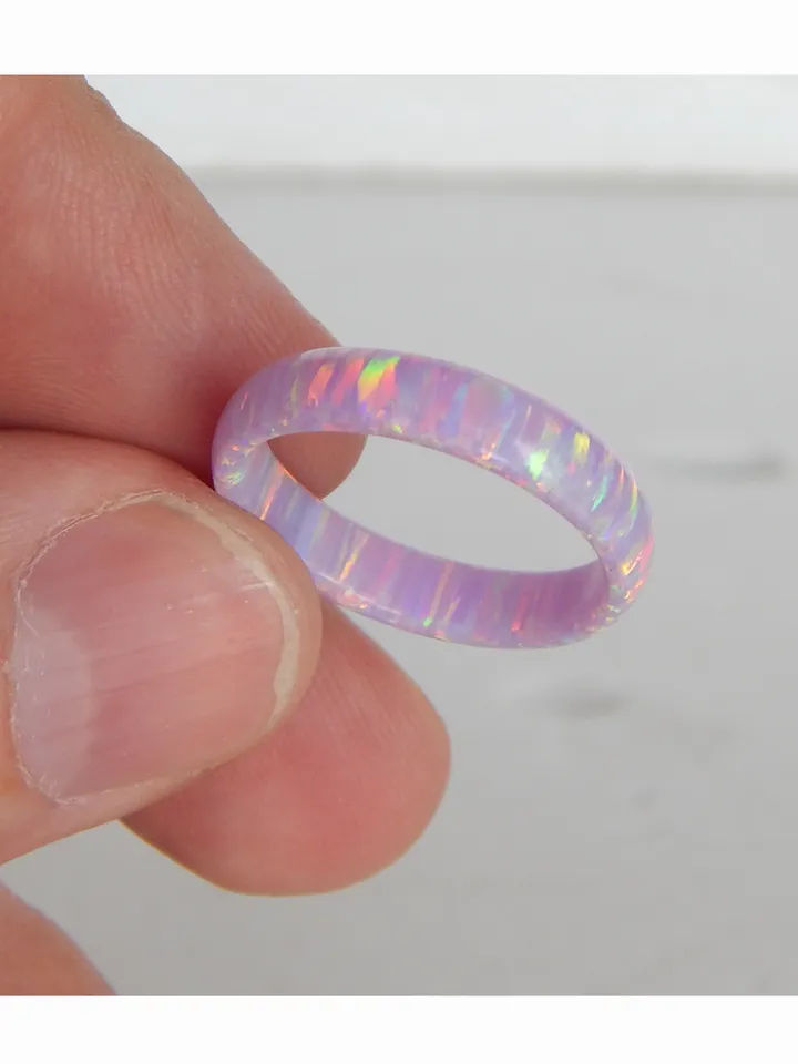 Very beautiful opal ring lilac color. Solid opal ring. Synthetic opal ring