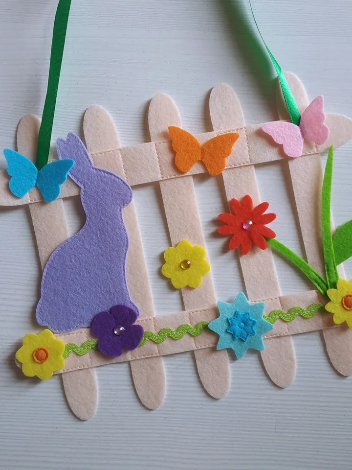 Easter bunny garland, felt garland décor, felt Easter bunting, felt Easter décor, Easter bunny banner, felt flower garland, felt nursery garland, baby nursery décor, Easter baby gift, Easter decorations, Easter bunny décor, spring garland décor, felt bunn