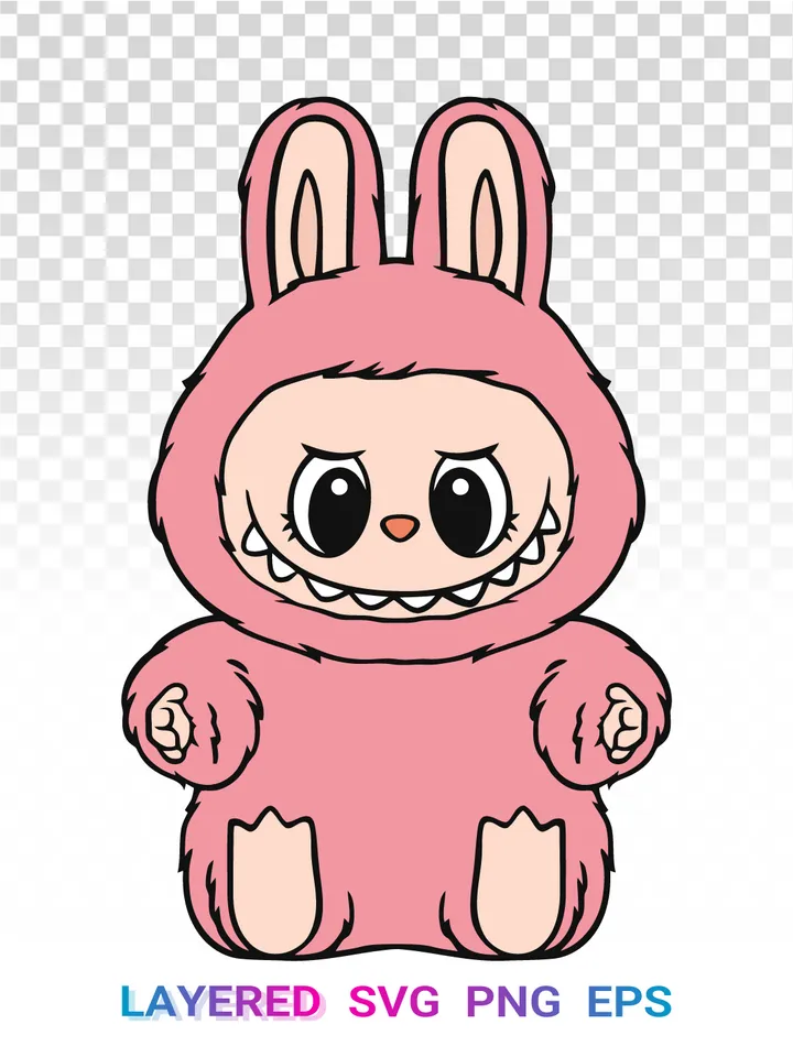 Labubu PNG, Pop Mart SVG Layered, Cute Bunny Clipart 🐰