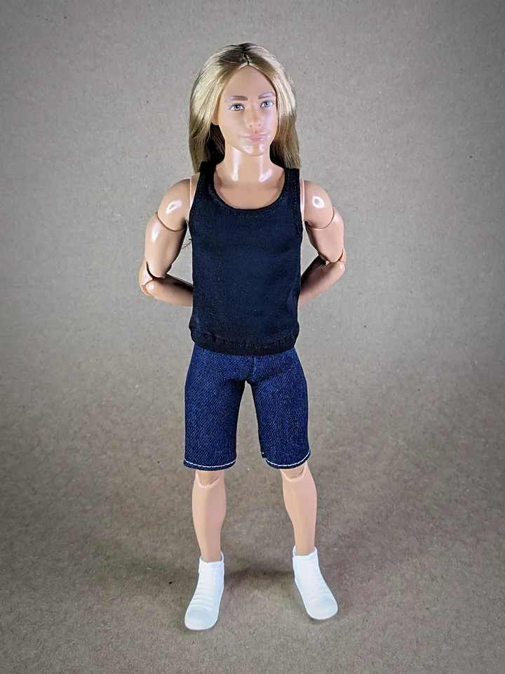 Black tank top for 12-inch fashion male dolls