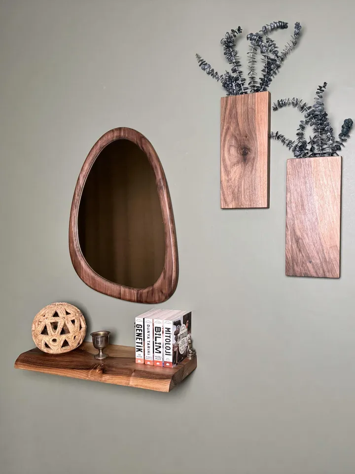 White Oak Mirror, Walnut Framed Mirror, Mid Century Mirror, Organic Mirror, Wood Framed Mirror