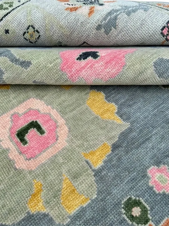 Oushak Hand Knotted Gray (8x10 Feet-243X304 Cm) Wool Area Rugs.