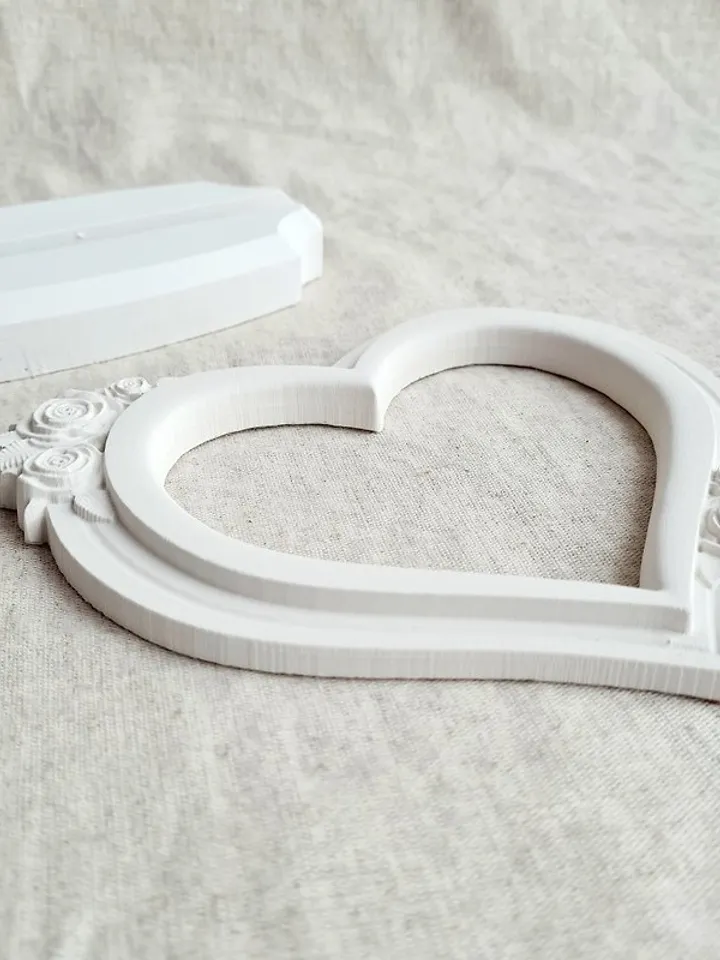 White shabby chic frame Heart frame with holder Wedding photo frame Desk frame
