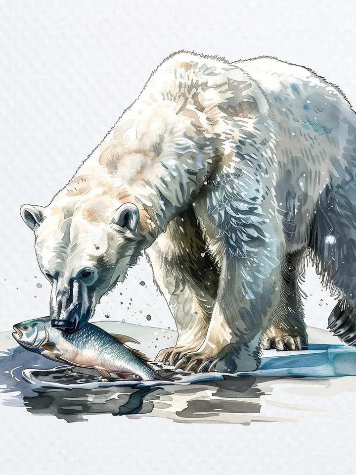 10 Polar Bear PNG Clipart Bundle, Printable Watercolor Sublimation clipart, Digital download, High resolution, Paper crafts, junk journals