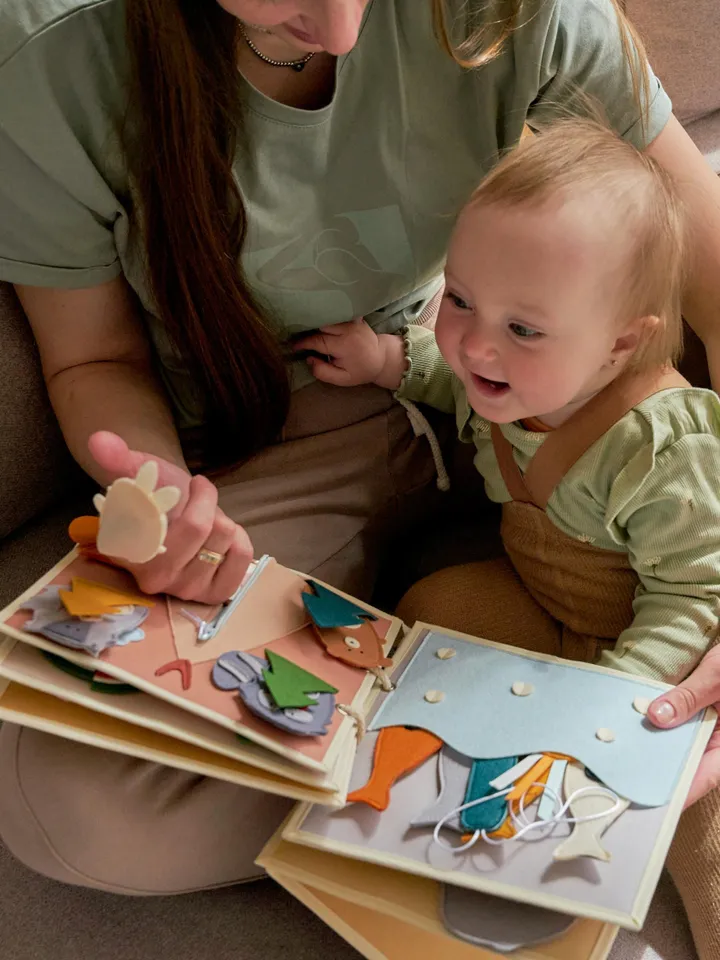 Quiet baby book Deer, felt activity book for toddlers, Montessori Quiet busy book, soft sensory book, baptism baby gift, interactive book