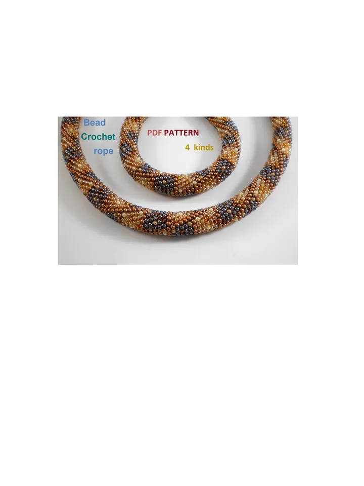Bead Crochet Necklace Bracelet patterns, Rope bead crochet, pattern seed beads, DIY, bead jewelery, Instant Download, PDF patterns