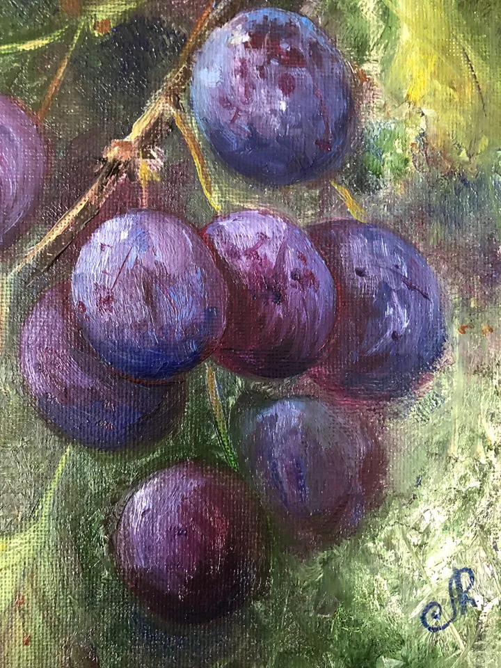 Fruits Oil Painting Kitchen Still life Original Painting Plums painting