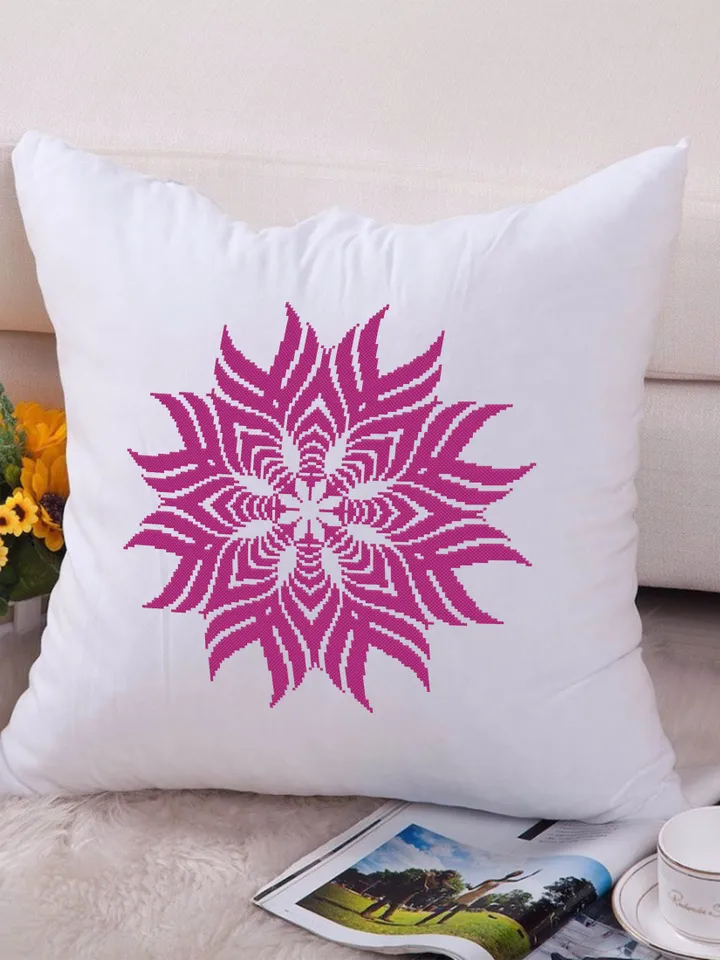 Mandala cross stitch pattern download PDF Simple mandala digital PDF Monochrome cross stitch chart Geometric ornament cross stitch #M123