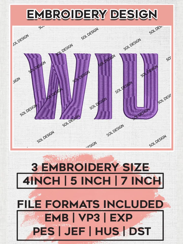WIU Leathernecks College Football Team Logo Embroidery Design Files, NCAA Western Illinois Leathernecks Machine Embroidery, NCAA Teams, 3 sizes, NCAA Machine embroidery designs, Digital Download