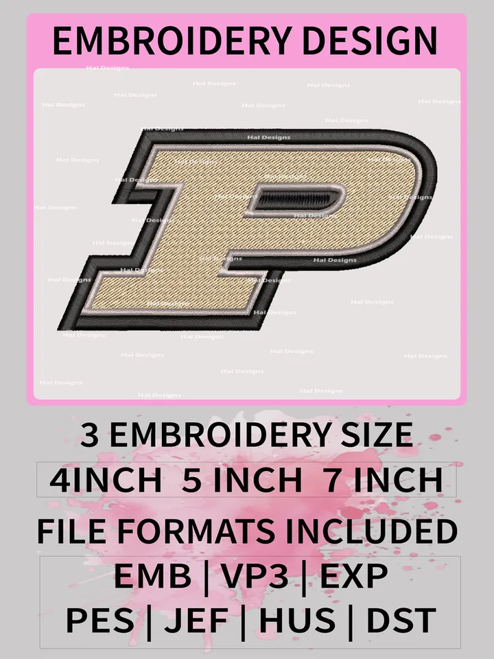 NCAA Purdue Boilermakers Embroidery File, 3 Sizes, 6 Formats, NCAA Machine Embroidery Design, NCAA Logo, NCAA Teams