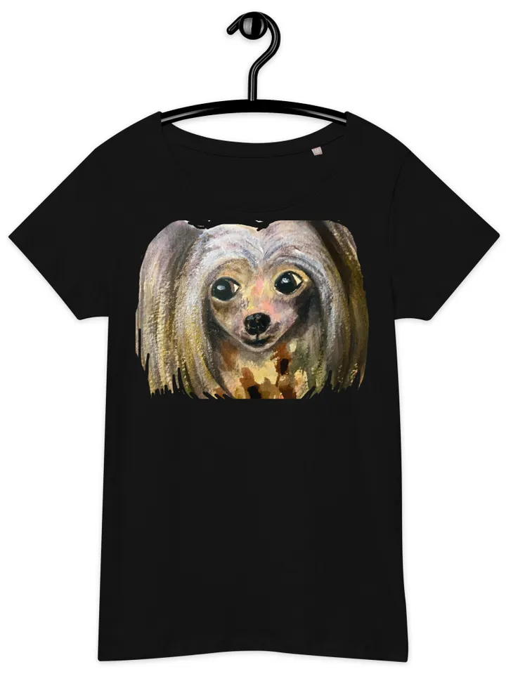 Chinese crested dog Women’s basic organic t-shirt made with my original watercolor painting,unique wearable gift for animals ,dogs lovers.