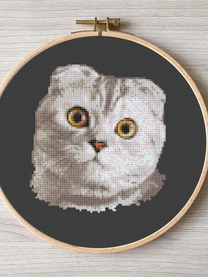 Scottish Fold cat pattern pdf cross stitch, pets easy embroidery DIY, art 3