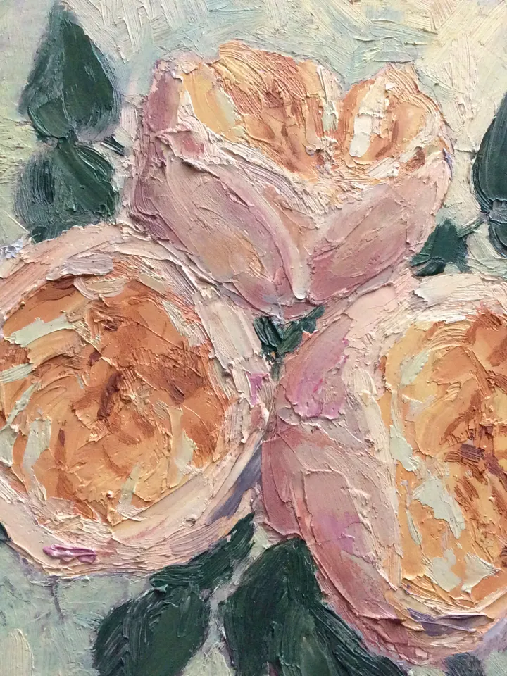 "Roses" oil small impasto painting flower stilllife original wall art picture artwork floral