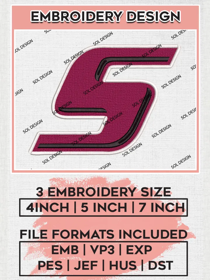 NCAA Southern Illinois Salukis Team S Letter Logo embroidery designs, NCAA Southern Illinois Salukis Logo Machine embroidery files, NCAA Team Logo embroidery designs, NCAA Game Day Machine embroidery designs, Digital Download