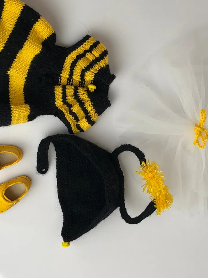 Paola Reina Doll Bee Costume Set: Exclusive Handmade Outfit - Jumpsuit, Wingsm Bee- hat, Shoes
