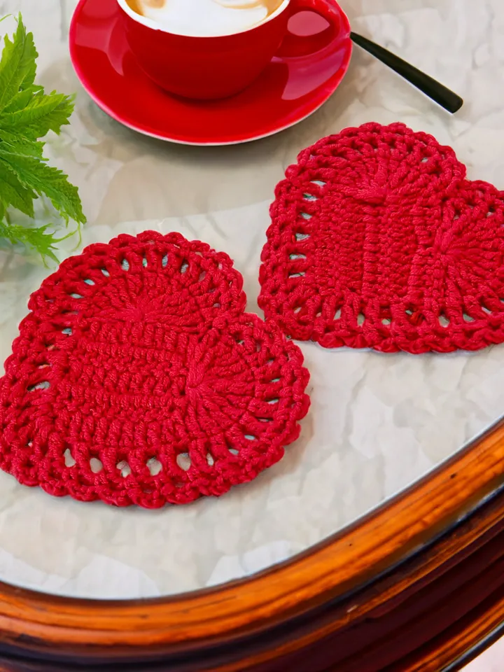 Crochet Heart Diy Pattern PDF, Easy Valentine Crochet Applique, Beginner-Friendly Romantic Heart Coaster DIY, Instant Download Pattern