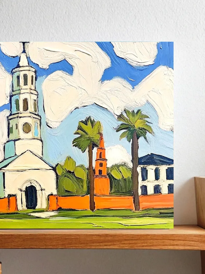 Charleston Oil Painting  St. Michael's Church Original Fine Art South Carolina Impasto Artwork Travel Gifts by ArtProkopaloSv
