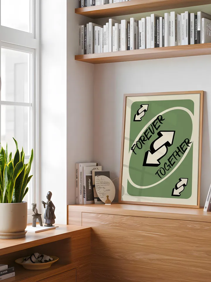 Forever Together play Reverse Card Wall Art Funny Meme Poster Digital Download Green Black Typography Pop Culture Print Game Room Meme Decor