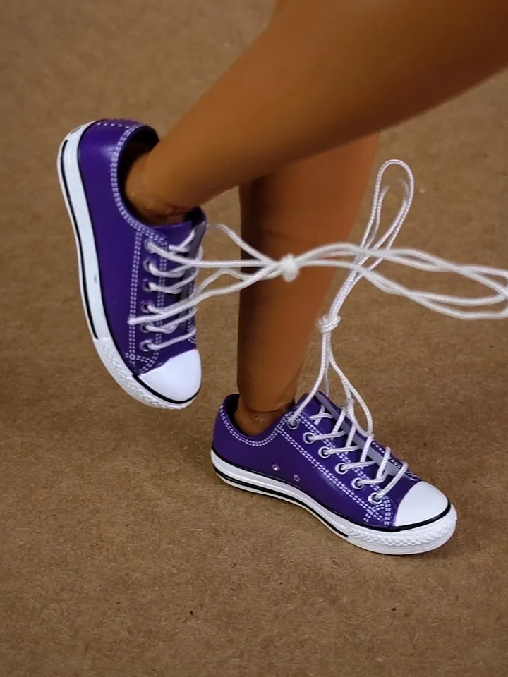 Premium purple low sneakers for 12 inch male dolls