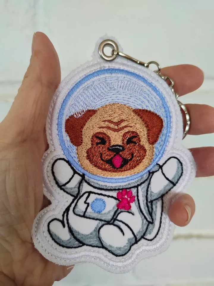 Machine Embroidery Design Pug Astronaut