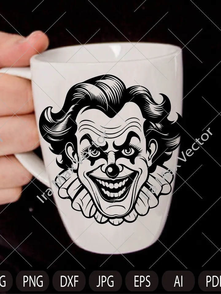 Clown Svg, Evil Clown, Clown Clipart, Clown Cut File,Сircus clown , Сlown Silhouette, Сlown vector, Clown Face, Halloween SVG,Joker svg,