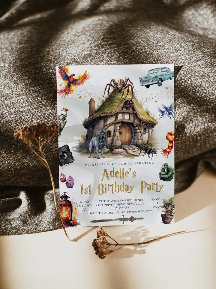 The Chosen One Invitation; Wizard Birthday Party; Magic School 1st Birthday Invitation Template; Editable Wizarding World Invitation;