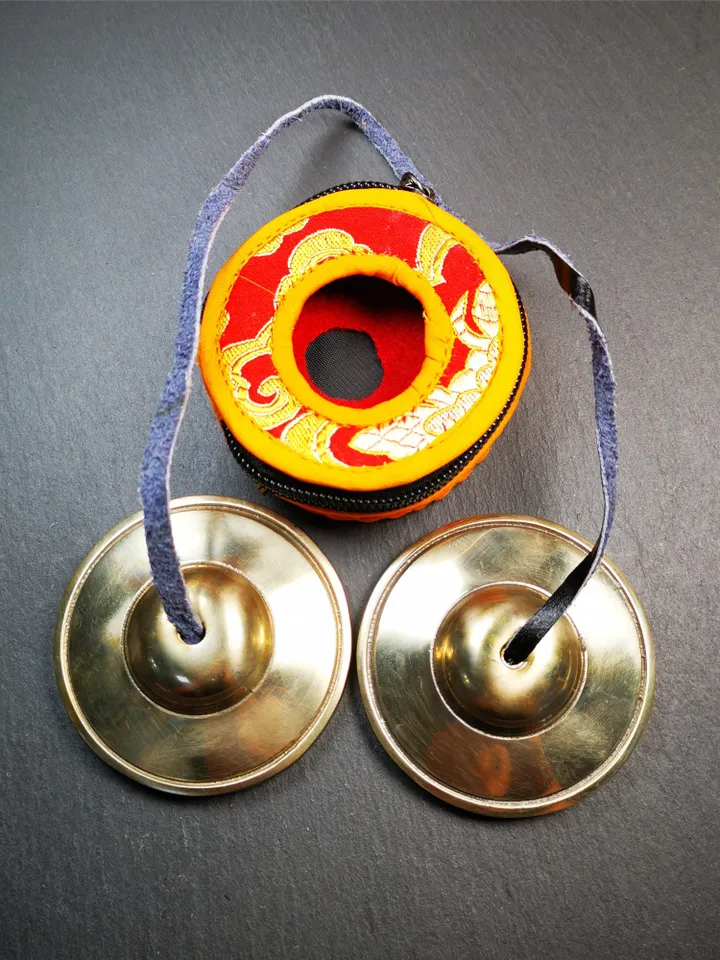 Gandhanra Customized Engrave Tibetan Cymbals,7cm / 2.75" Tingsha Bell,Buddhism Ritual Implement,Handmade in Nepal,Shiny Color