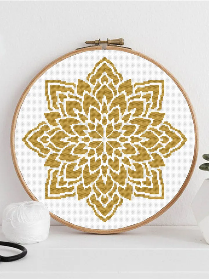 Monochrome mandala cross stitch pattern download PDF Floral ornament cross stitch chart, Flower mandala pattern digital PDF Home decor #M184