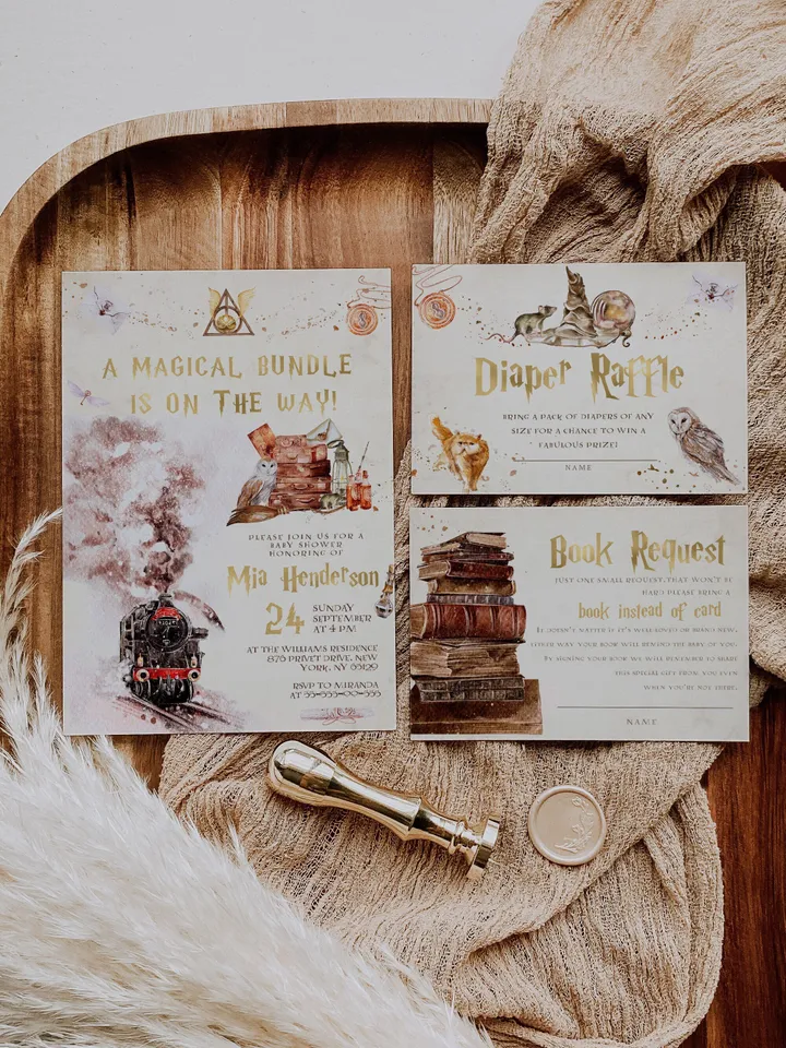 DIY Wizarding World Baby Shower Set; Magic School Baby Shower Template; School of Wizard Baby Shower invitation template; wh1