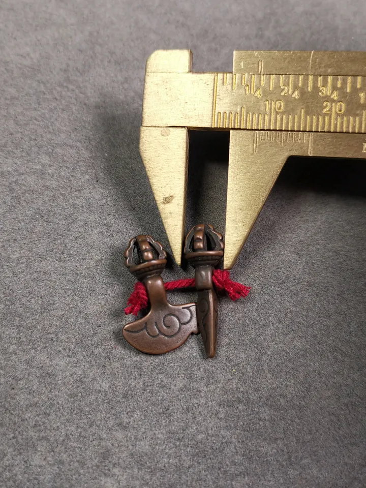 Gandhanra Antique Tibetan Amulet Pendant,Mini Phurba and Kartika(knife of the dakinis) ,for Prayer Bead Counter,Mala Accessories