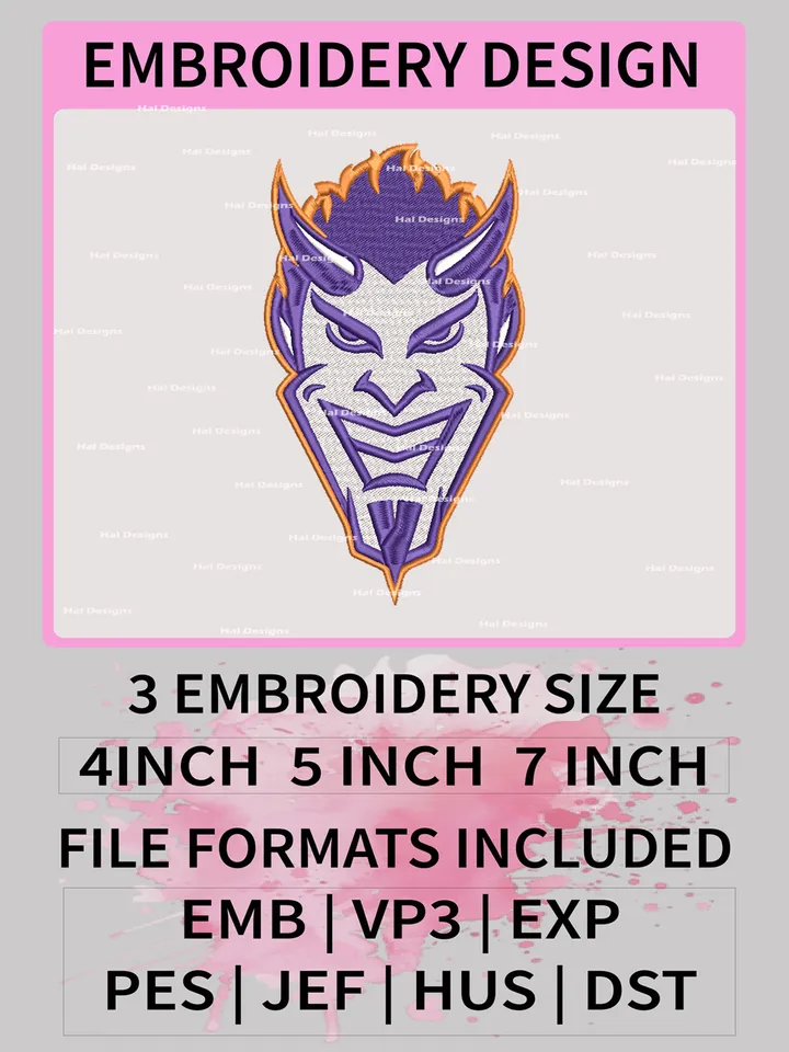 NCAA Northwestern State Demons Embroidery File, 3 Sizes, 6 Formats, NCAA Machine Embroidery Design, NCAA Logo, NCAA Teams