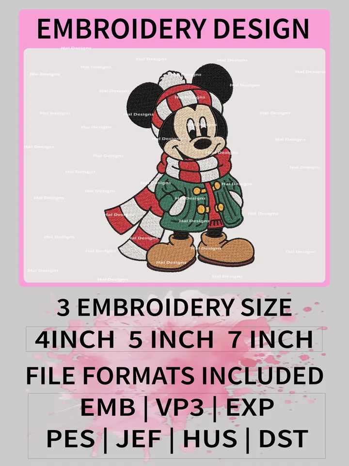 Daisy Duck Christmas Embroidery Design Machine File, OH, Disney Embroidery Design, Noel Design, Digital Download