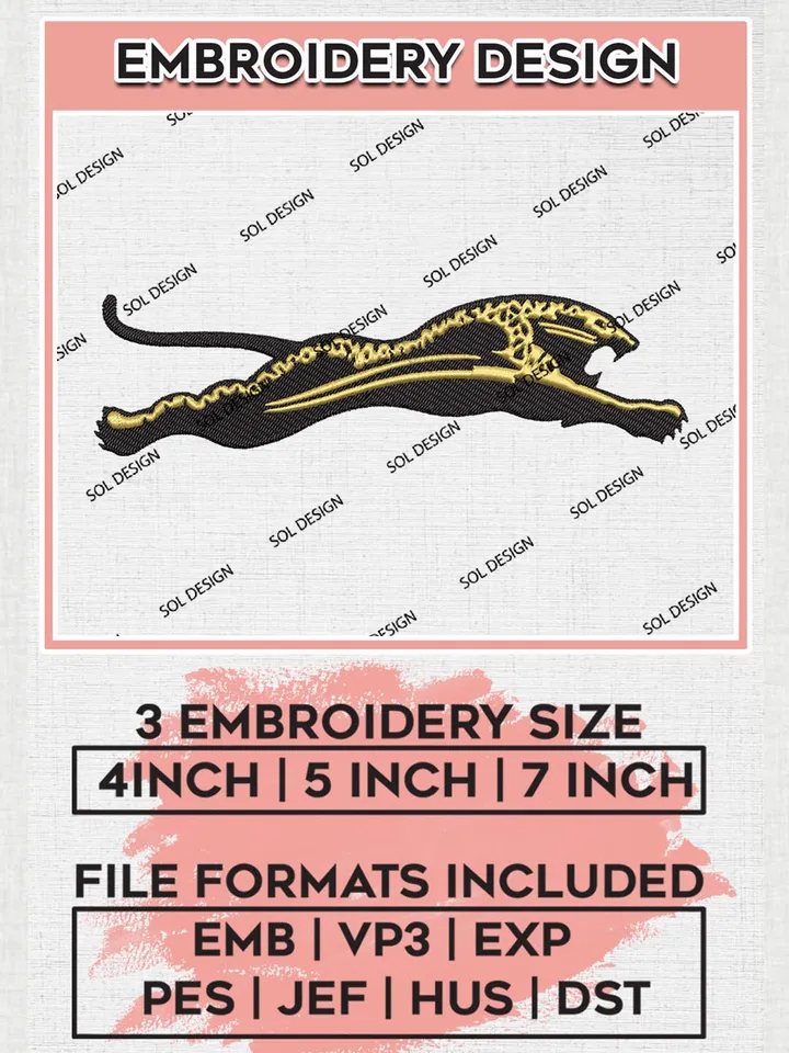 Jacksonville Jaguars Mascot Embroidery Designs, NFL Jaguars, NFL Embroidery Designs, NFL Jacksonville Jaguars Machine Embroidery Design, Digital Download