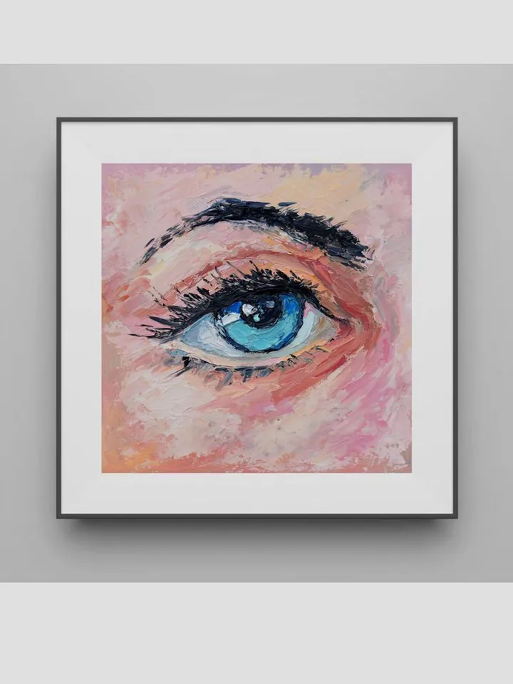 Blue eye painting original art Portrait painting 6 by 6 inch art of the human eye artwork by Juliya JC