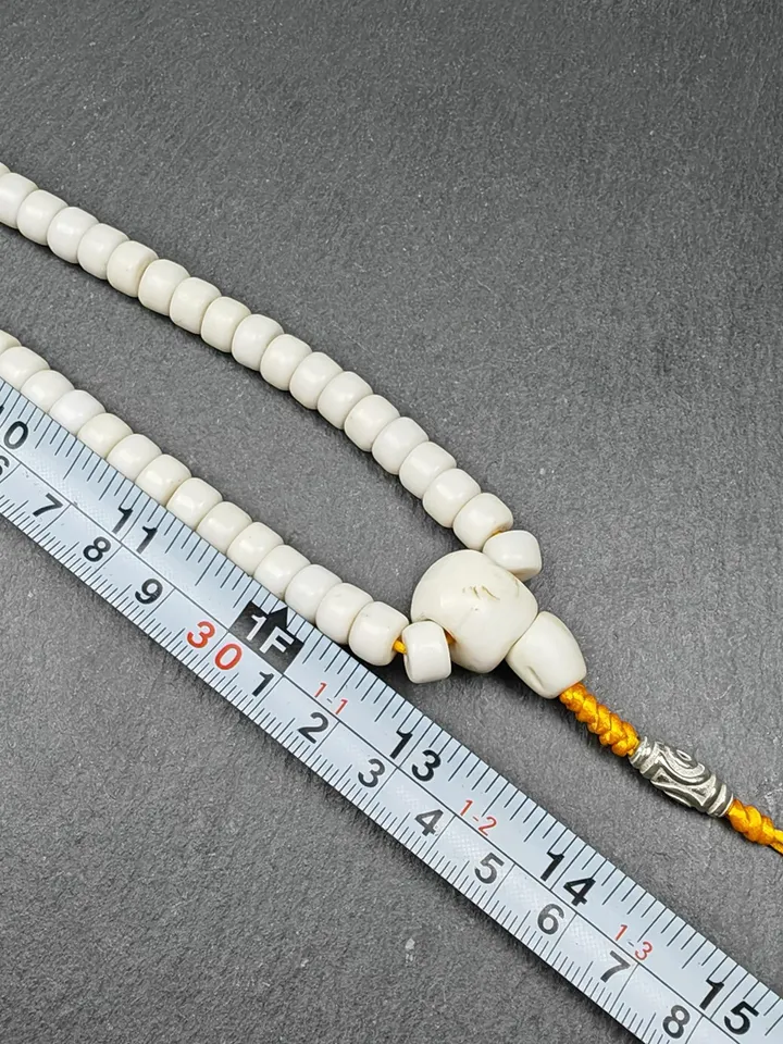 Gandhanra Vintage Tibetan Mala Necklace | 8mm Shankha Shell 108 Prayer Beads for Meditation and Spiritual Practice