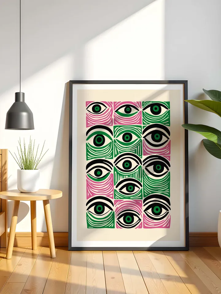 Abstract Eye Wall Art, Colorful Modern Eye Prints, Minimalist Digital Eye Poster Set, Vibrant Home Office Decor, Instant Digital Download