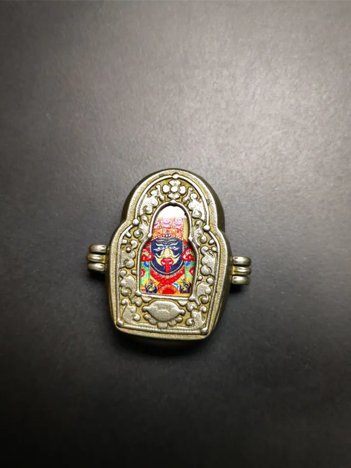 Gandhanra Antique Handmade Gau Ghau Shrine,Shri Devi,Drashi Lhamo,Zashi Lhamo ,Mini Tibetan Buddhist Altar Amulet Pendant