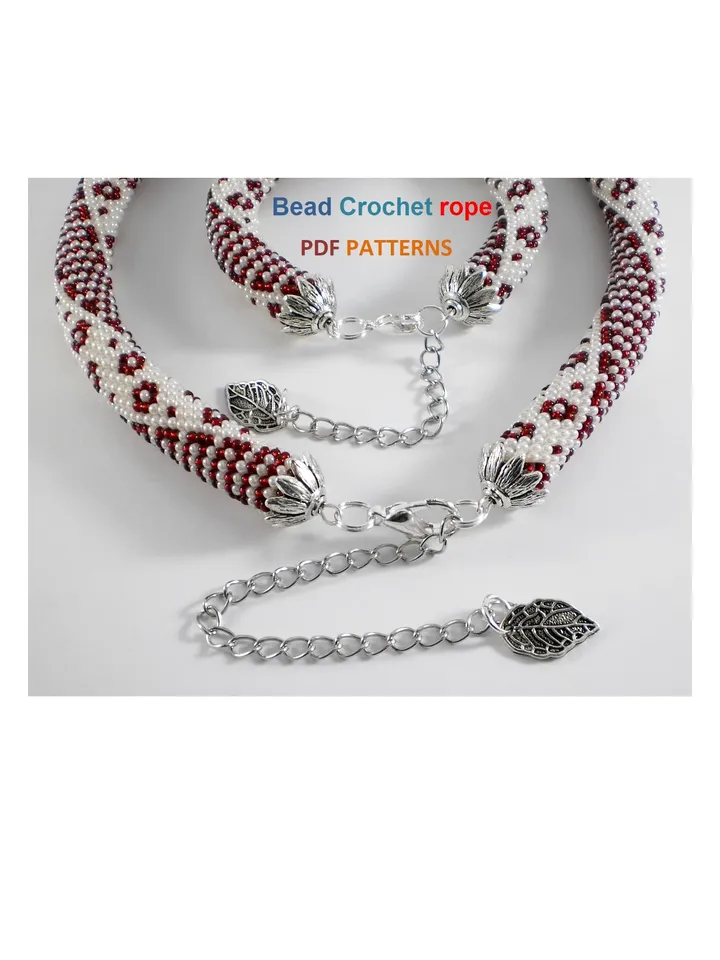 Bead crochet rope pattern for beading necklace and bracelet,DIY, bead crocheting,Instant Download,PDF pattern