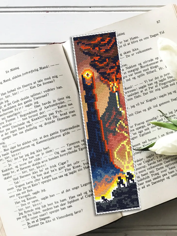 Fantasy bookmark cross stitch pattern download PDF Magic handmade bookmark digital PDF Fairy movie cross stitch Dark tower Wizard world #B72