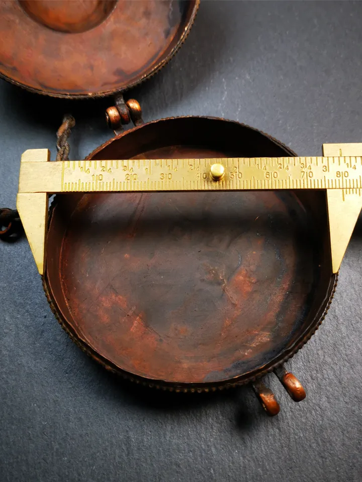 Gandhanra 8cm Copper Case,Astamangal Pattern, for Tibetan Cymbals, Tingsha Bell,Handmade in Nepal