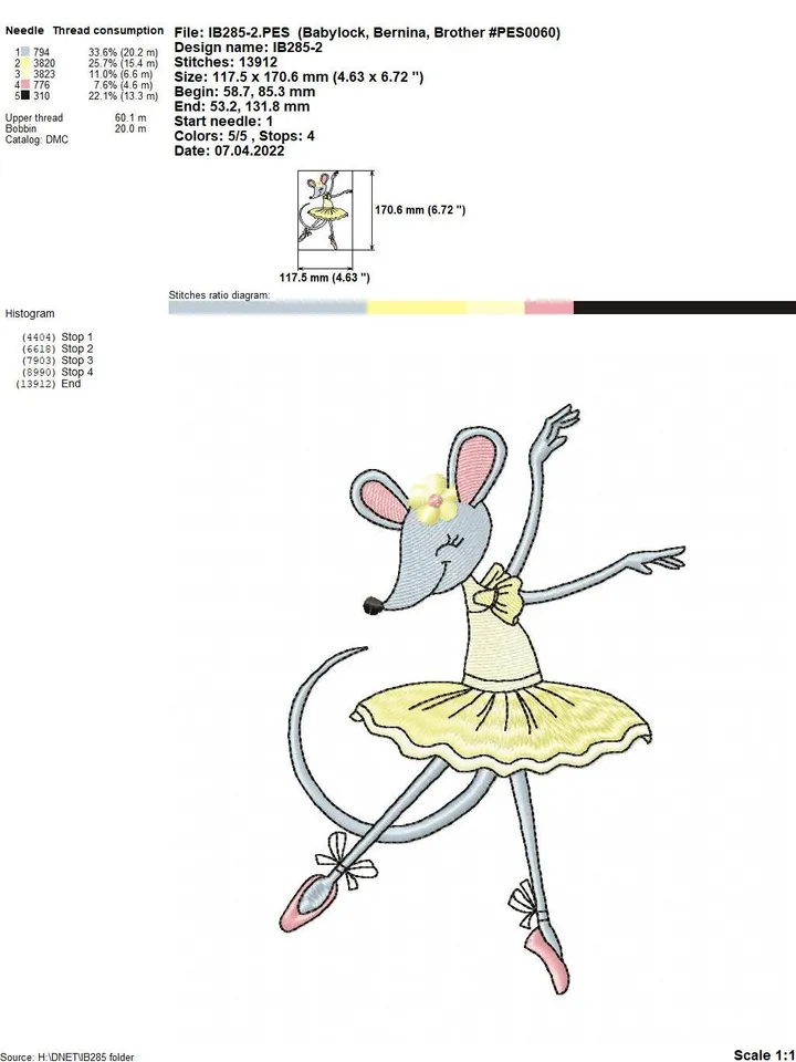 Ballerina Mices set of machine embroidery designs digital embroidery pattern Animal Machine embroidery motif Cute embroidery pattern