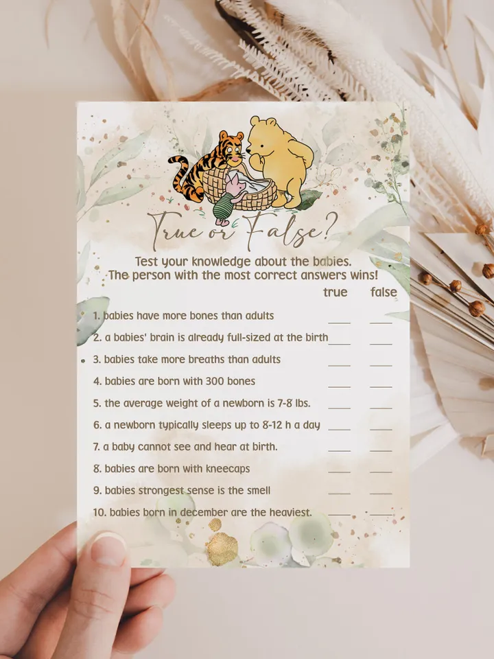 Winnie the Pooh Baby Shower Games; Winnie the Pooh Inspired; Printable Pooh Baby Shower Party Games; Honey Bear Shower Games; Wb1