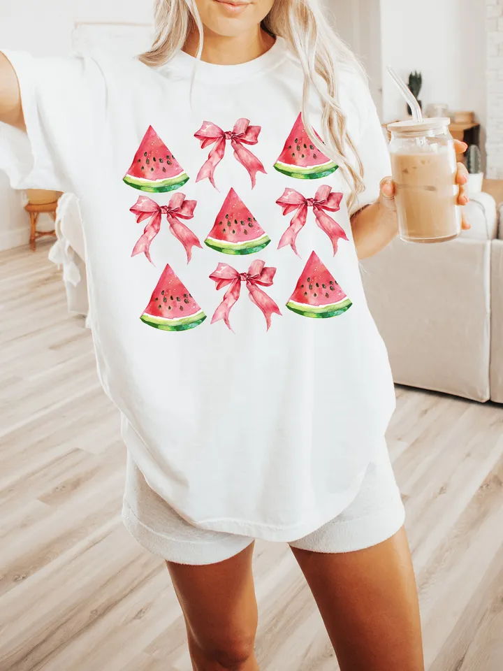Watermelon Png, Bow Png, Aesthetic Png, Ribbon Trend, Coquette Watermelon, Summer Png, Fruit Sublimation, Trendy Summer Png, Beach Babe Png