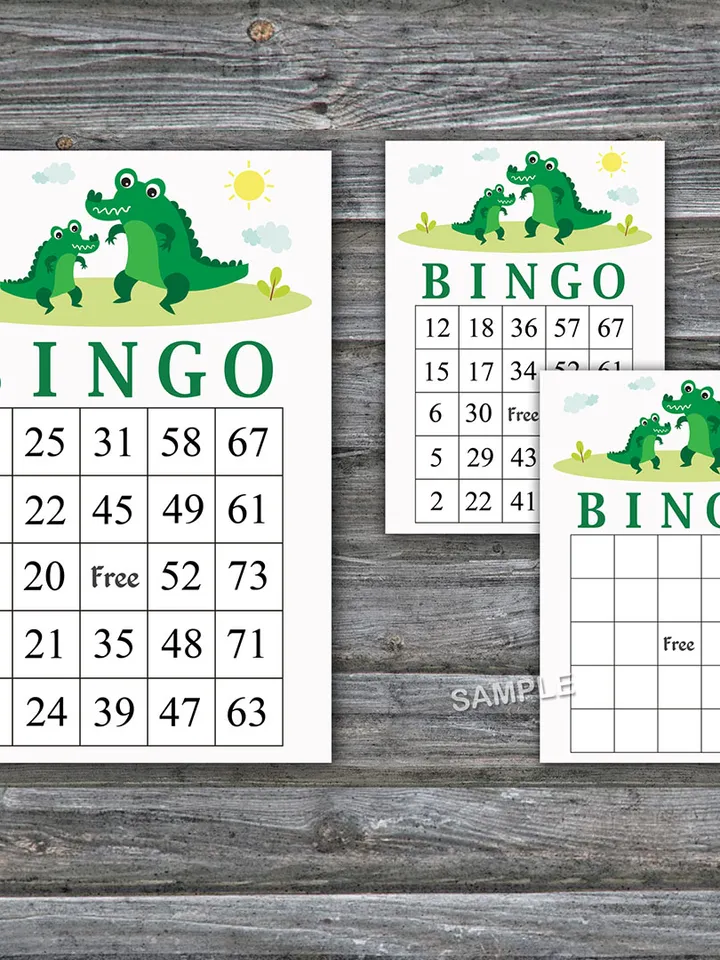Crazy Crocodile bingo cards,Crocodile bingo game,Alligator printable bingo cards,60 Bingo Cards,INSTANT DOWNLOAD--345