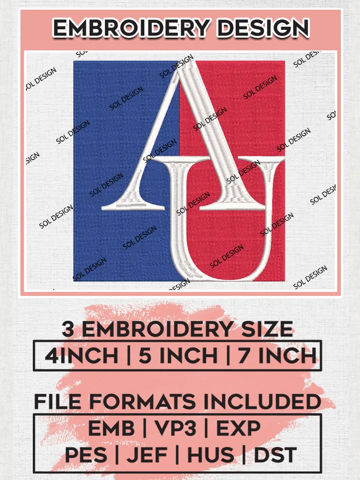 NCAA AU Eagles Team Logo Embroidery Design Files, NCAA American University Eagles Machine Embroidery, NCAA Teams, 3 sizes, NCAA Machine embroidery designs, Digital Download