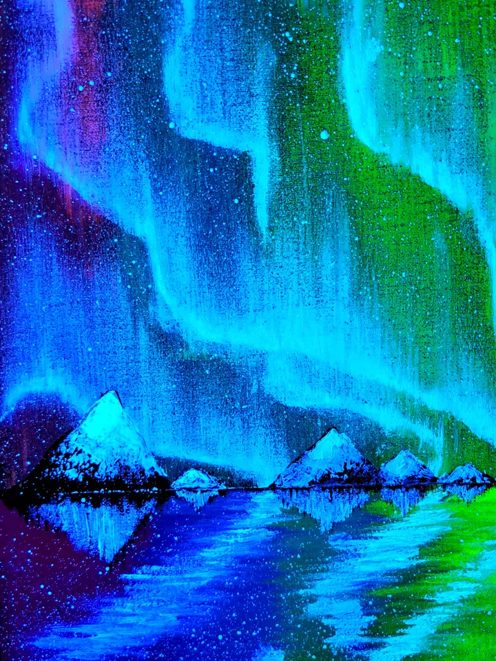 Neon fluorescent oil painting "Northern Lights"