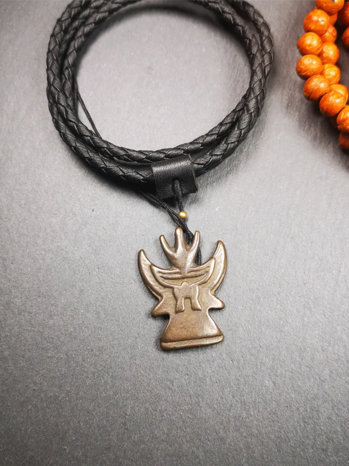 Gandhanra Handmade Tibetan Buddhist Amulet Garuda,Garula,Suparna,Golden-winged Bird Pendant,Made of Thokcha,1.38",30 years old