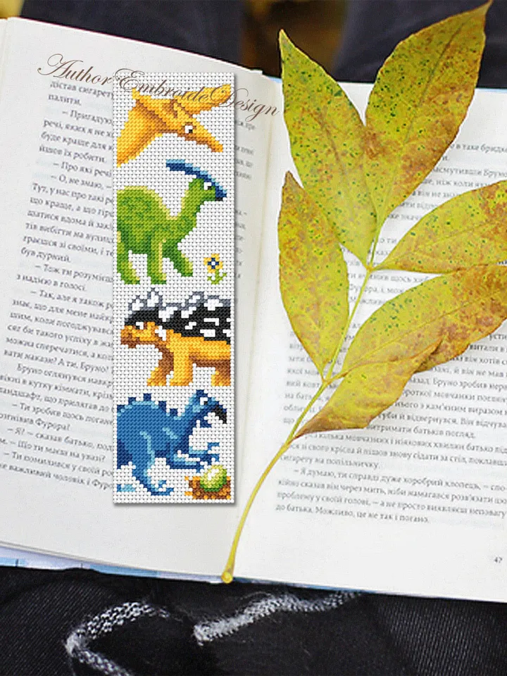 Dinosaur bookmark cross stitch pattern PDF download Baby dinosaur cross stitch chart, Bookmark pattern digital PDF, Dinosaur gifts #B279