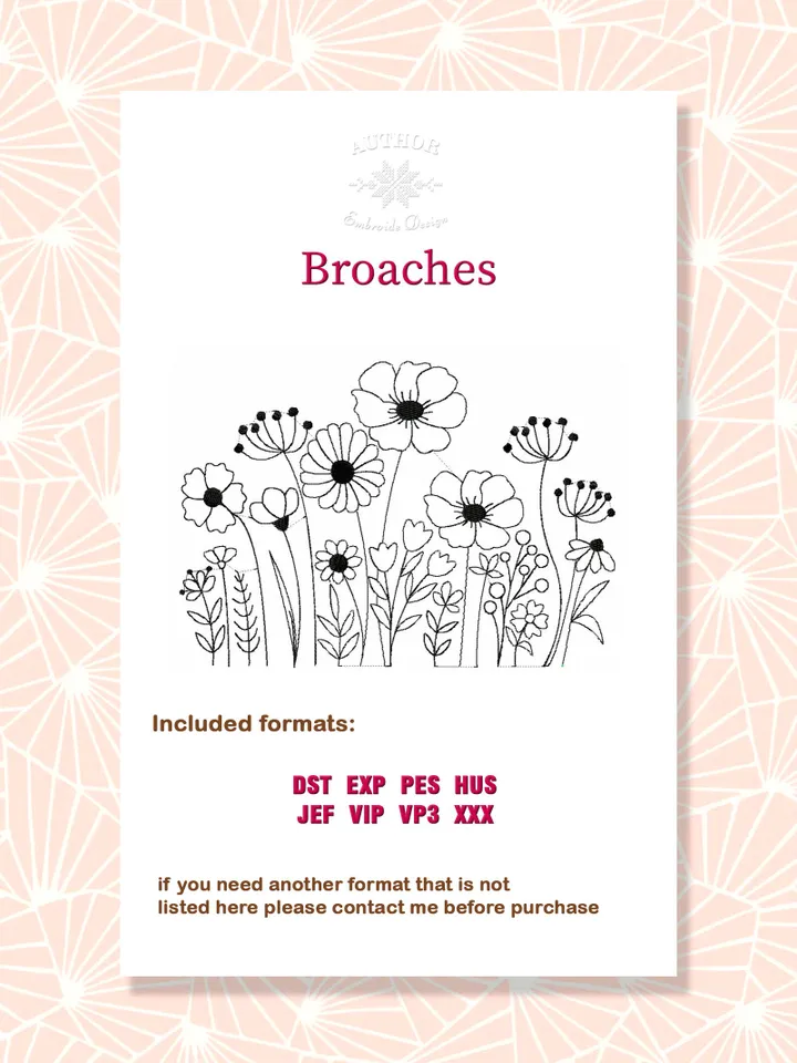 Wildflowers embroidery design Machine embroidery pattern 5 sizes, Meadow flowers embroidery files, Flower pattern, Floral border #R14