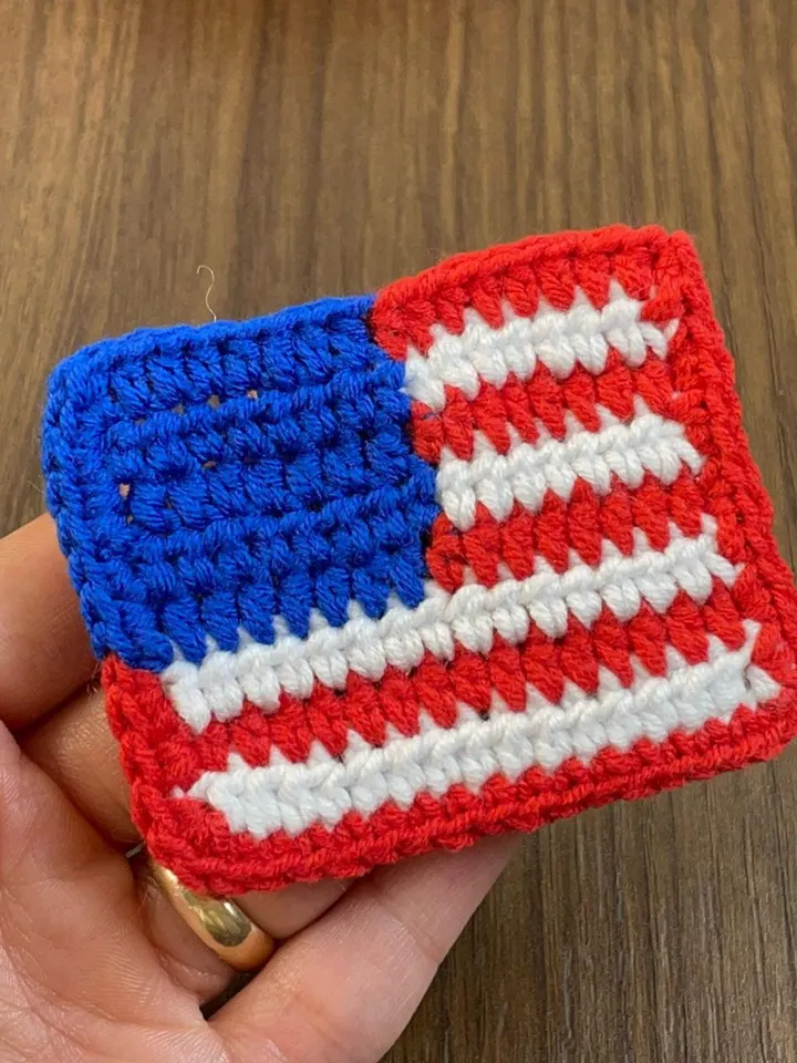 American Flag Crochet Pattern, USA Flag Applique PDF, Patriotic Crochet Square, DIY Independence Day Decor, Handmade 4th of July Craft